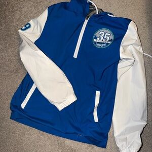 Blue and White Pullover Timberwolves Jacket